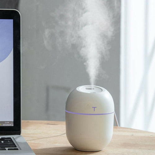 220ml Ultrasonic Mini Air Humidifier Aroma Essential Oil Diffuser w/Light